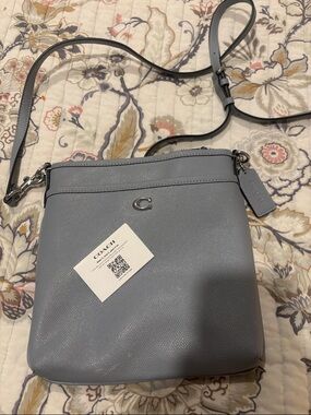 Coach Pebble Leather Crossbody Bag in Dusty Blue